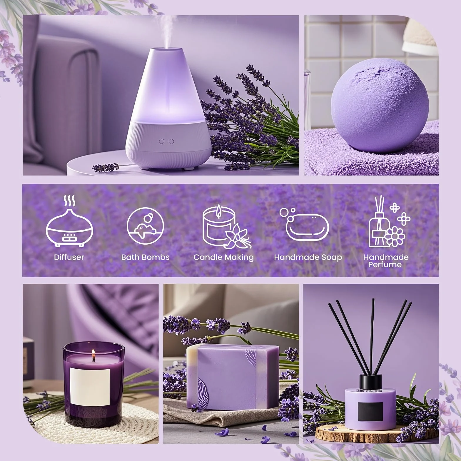 HANOLLY Olio Essenziale Lavanda 100ml per Diffusori Aromaterapia Massaggio Corpo