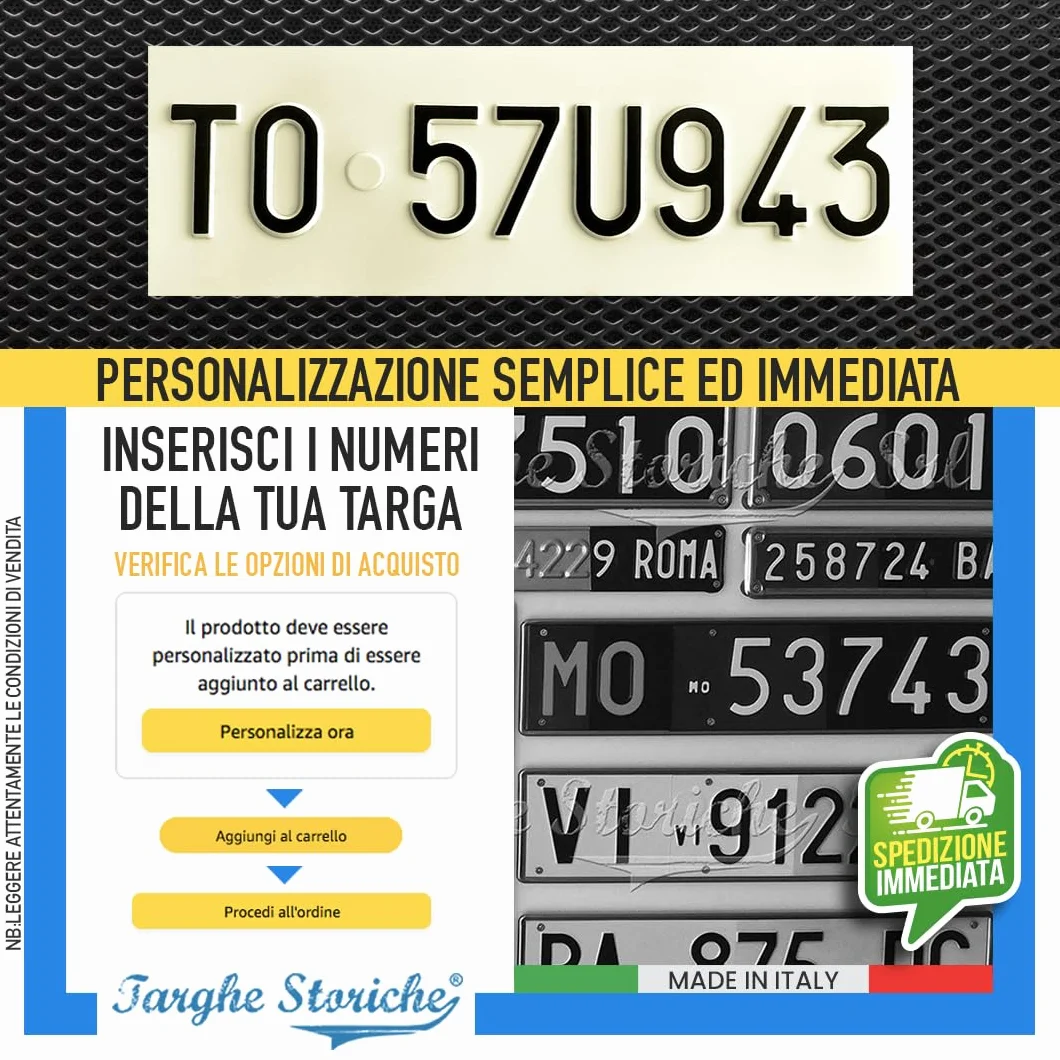 Targhe Storiche Targa Personalizzata Modello Anteriore 1985-1994 Alluminio Catarifrangente Made in Italy