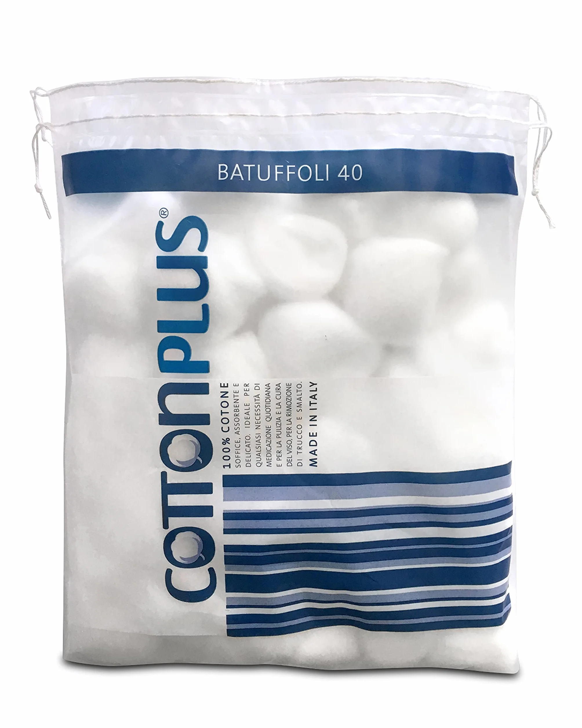 Cotton Plus BATUFFOLI 40 pz. - LINEA MEDICALE | 100% PURO COTONE IDROFILO CARDATO PER USO MEDICALE | Morbido e assorbente.