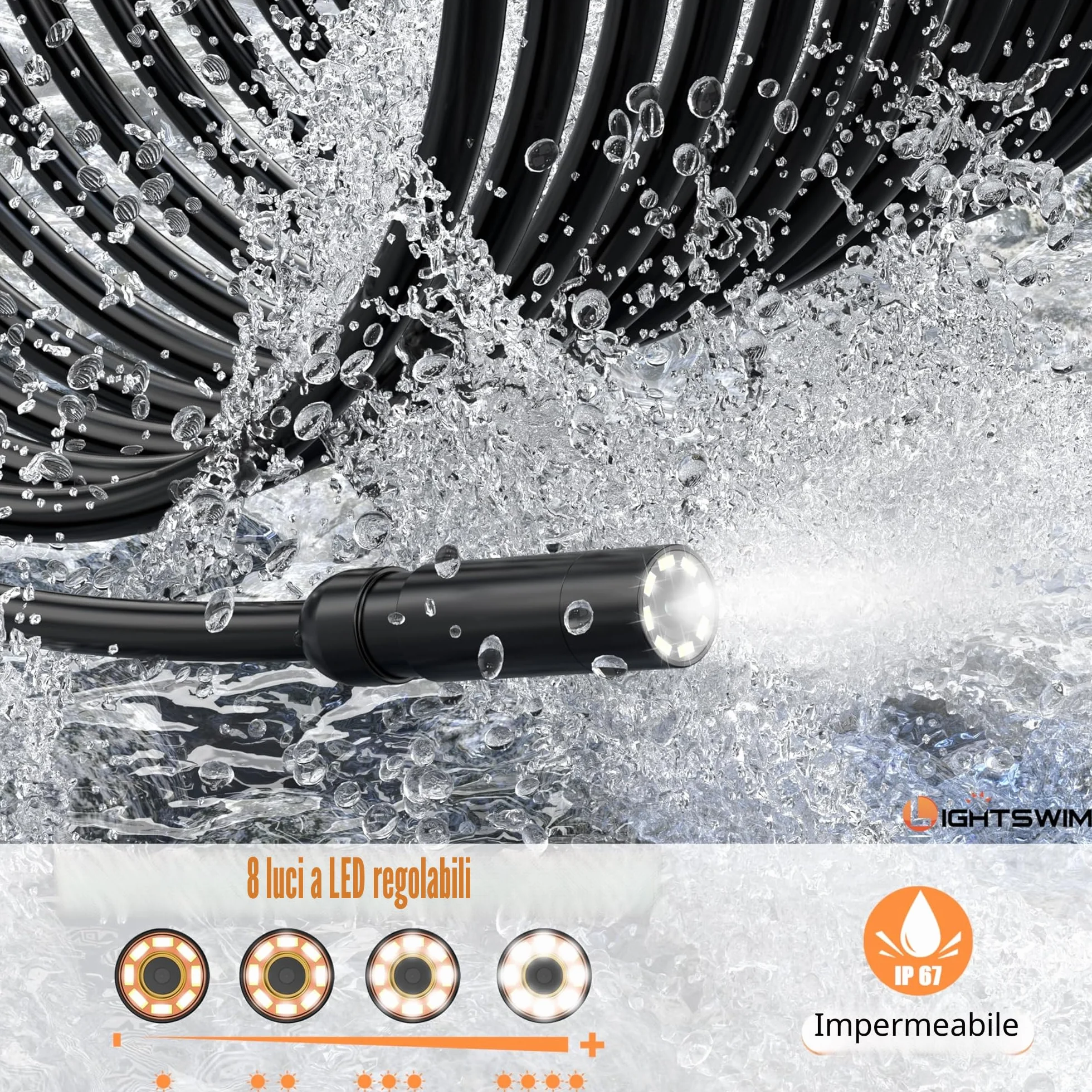 Boroscopio digitale industriale HD 1080P 4,3" IPS IP67 con cavo 5m telecamera ispezione endoscopio