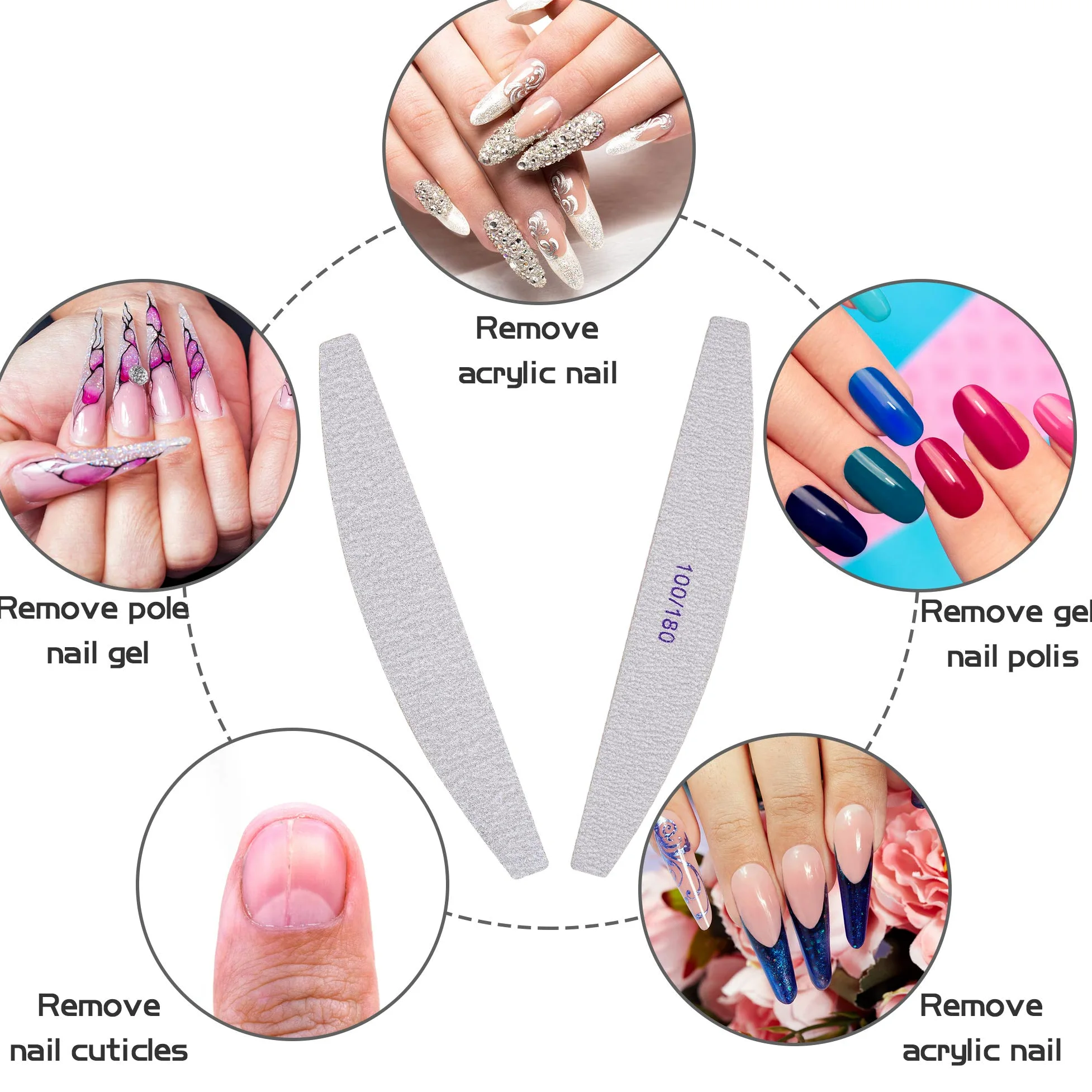 32 lime per unghie, grana 100/180, per unghie in gel di estensione e acrilico su entrambi i lati, lavabili, strumenti professionali per manicure per la cura delle unghie e lo styling.
