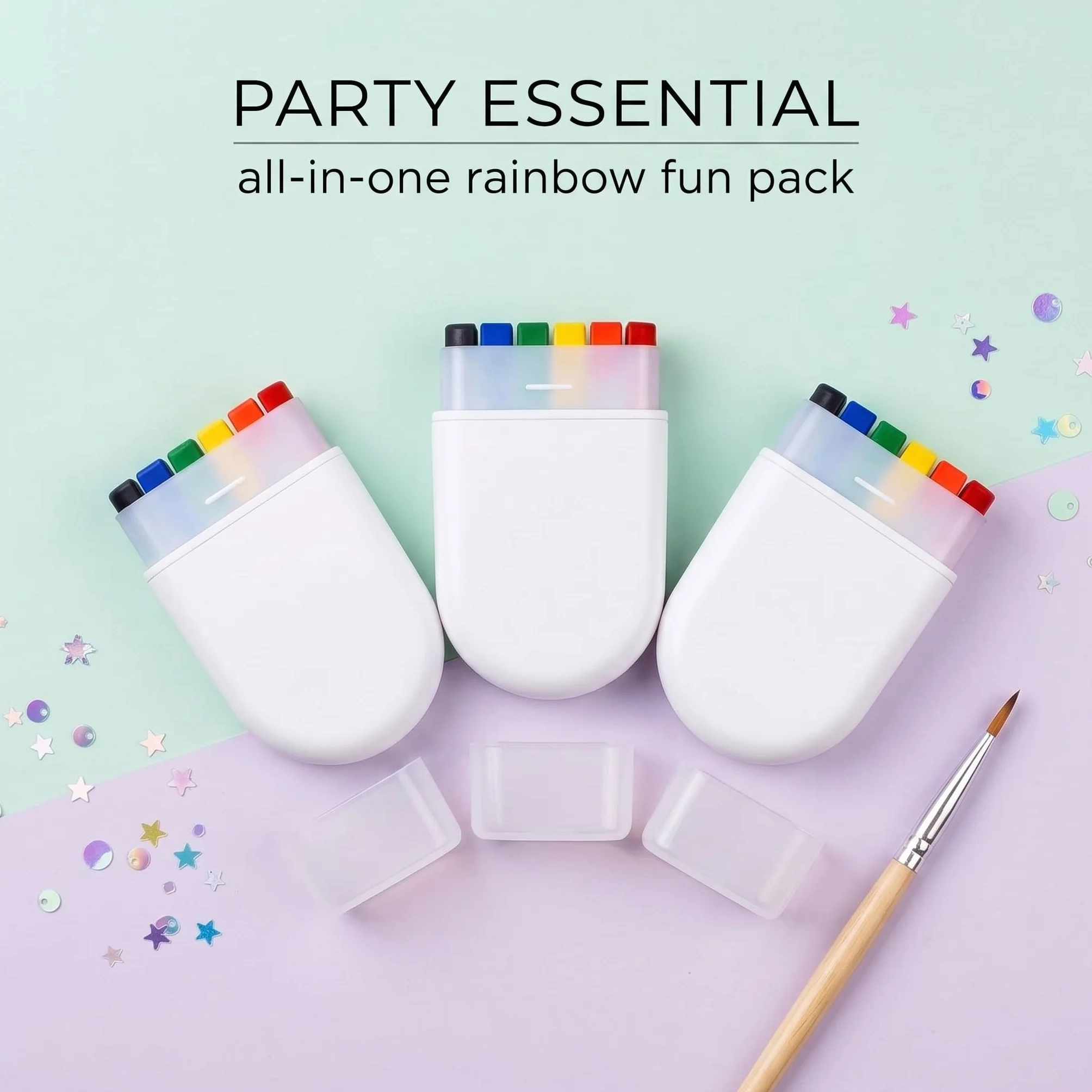 3 Pezzi 6 Colori Penna Pride,Per Feste Arcobaleno,Arcobaleno Penna,Pride Accessori Vernice Per Sfilate E Feste,Lgbt Trucco Con Bandiera Arcobaleno(A)
