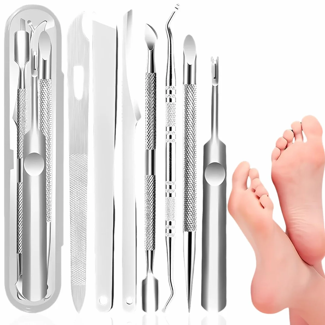Ingrown Toenail File and Lifters Set, Stainless Steel Ingrown Toenail Removal Kit, Under Nail Cleaner Pedicure Tools