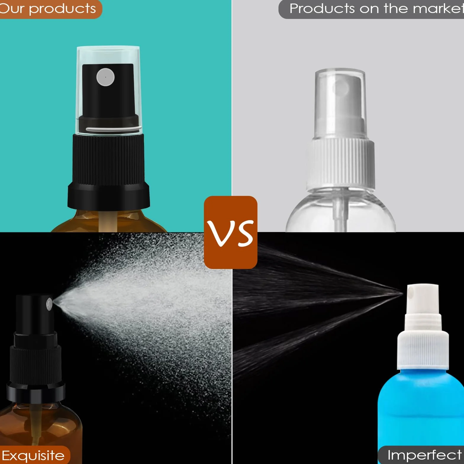 Flaconi spray in vetro marrone 50 ml ricaricabili nebulizzatore portatile