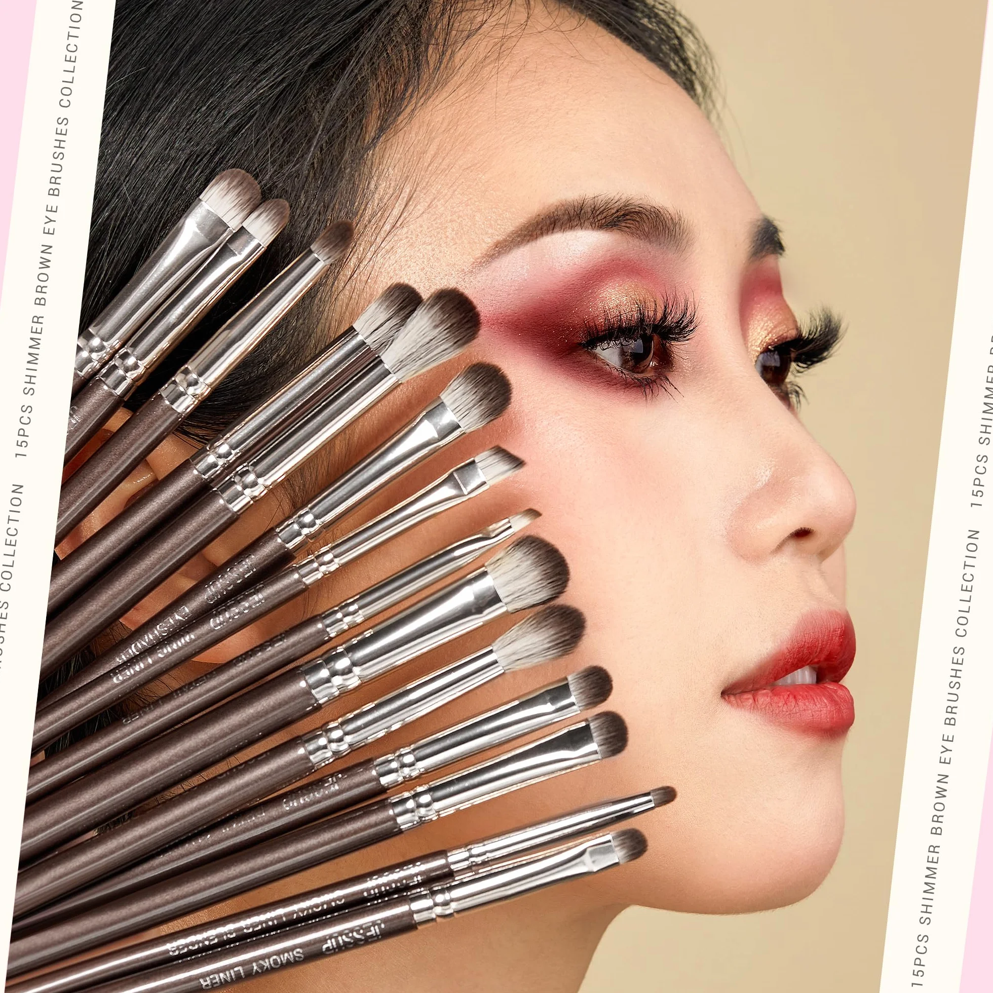 Jessup pennelli occhi pennelli trucco occhi pennelli make up occhi Professional 15 pz Pennello ombretto Sopracciglia correttore Eyeliner sfumare sintetici premium marrone T499