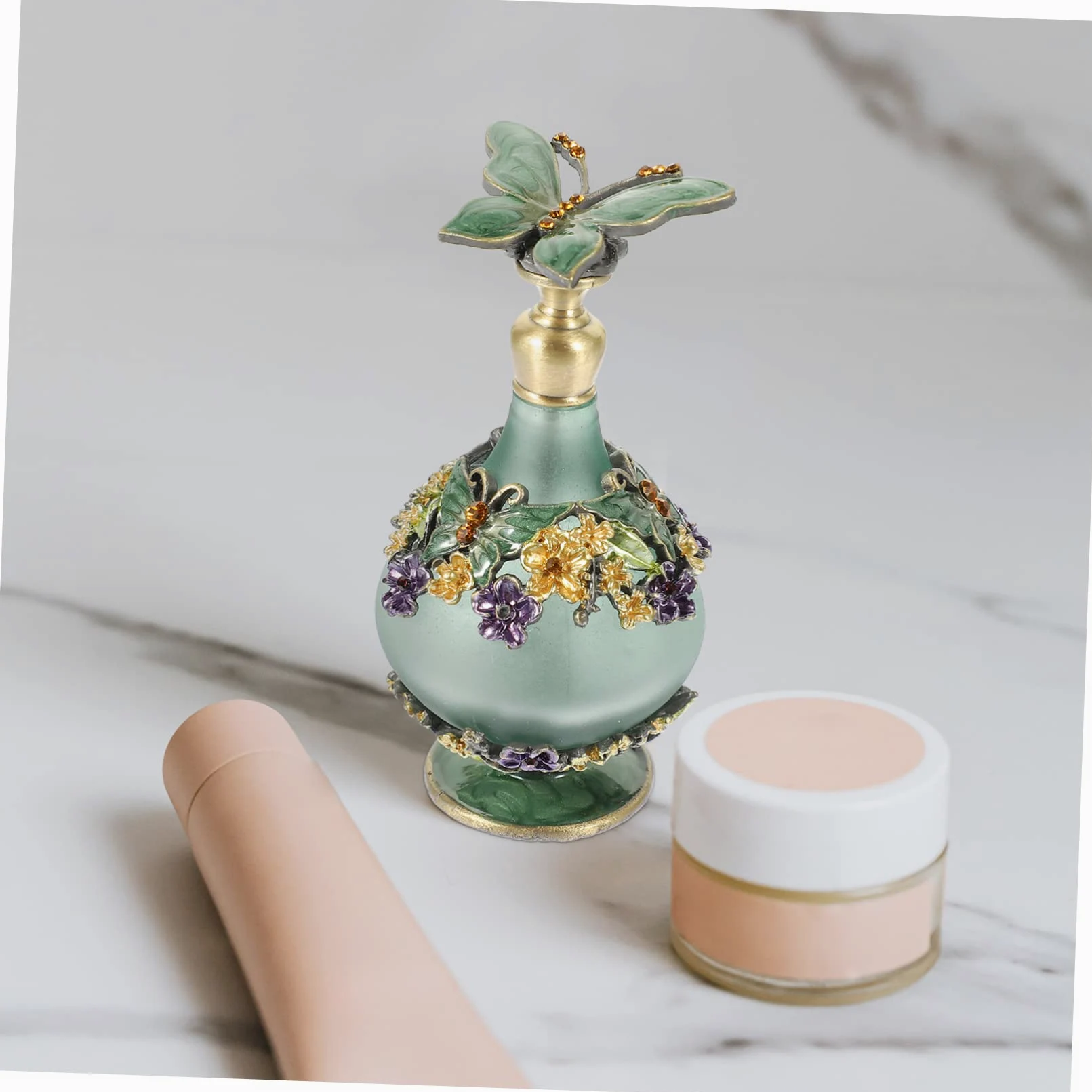 Cabilock Flacone Profumo Vintage in Verde da 23ml, Boccetta Leggera e Ricaricabile per Viaggio, Stile alla Moda per Ricarica Oli Essenziali