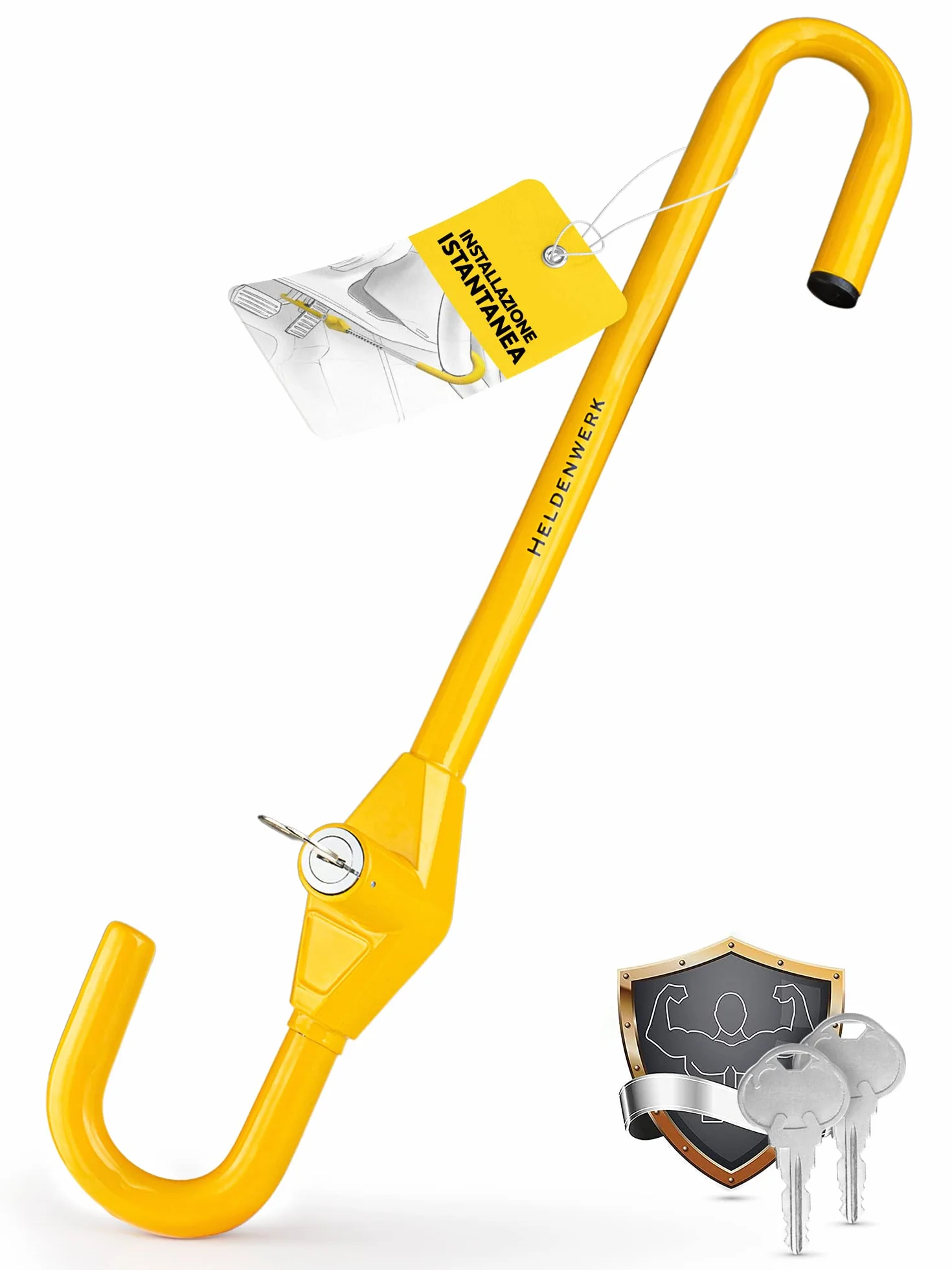 Heldenwerk Canna Antifurto per Auto Barra Blocco Volante Universale con Chiavi