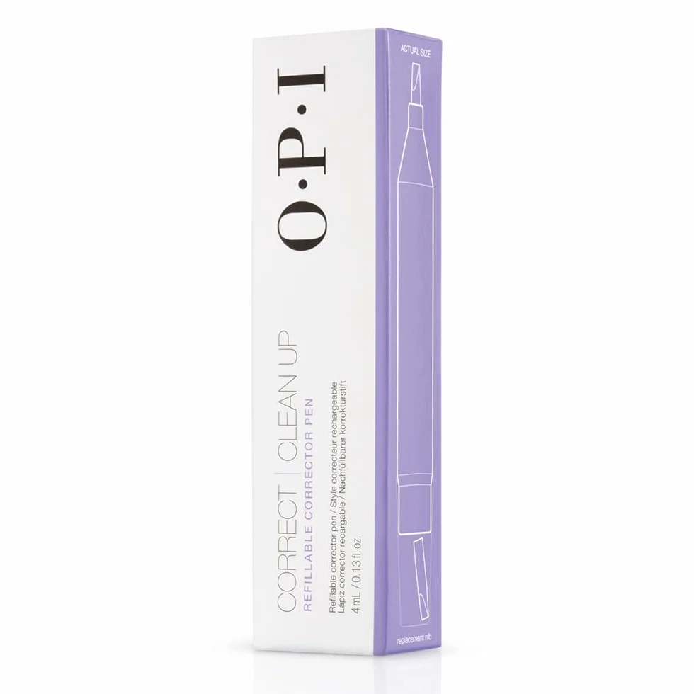 OPI Correct & Clean Up Pen, Penna Correttore, Rimuove le Sbavature di Smalto, Ricaricabile, 4ml