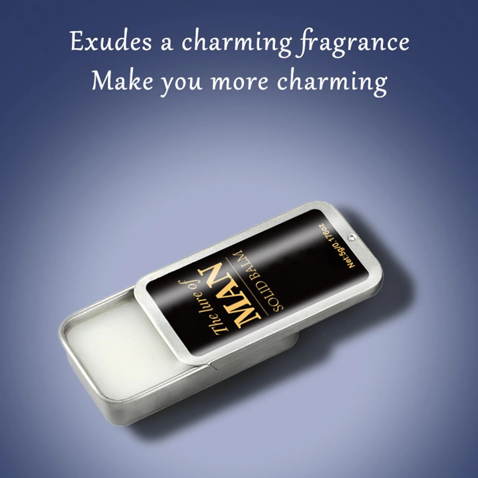 Profumo solido da uomo, elegante fragranza quotidiana bergamotto in scatola di ferro, profumo premuroso, fragranza e di lunga durata, balsamo aromatico per appuntamenti formali, lavoro