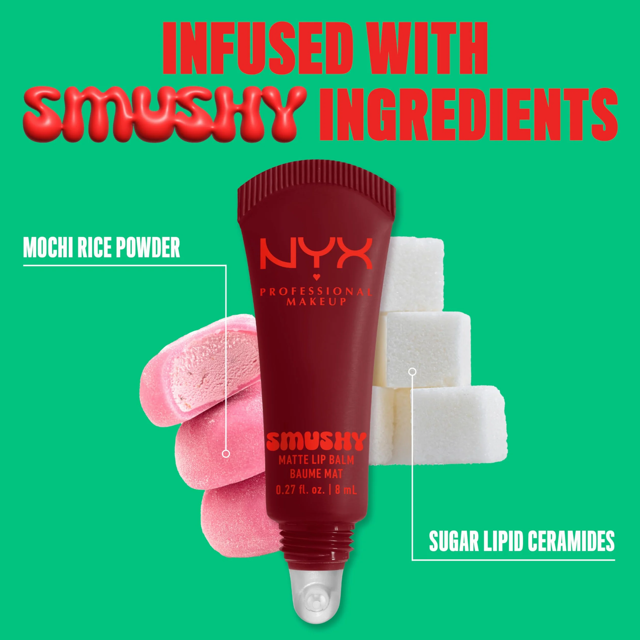NYX Professional Makeup Smushy Matte Balsamo Labbra Profumato 8 ml Tonalità Swipe 2 Smooth