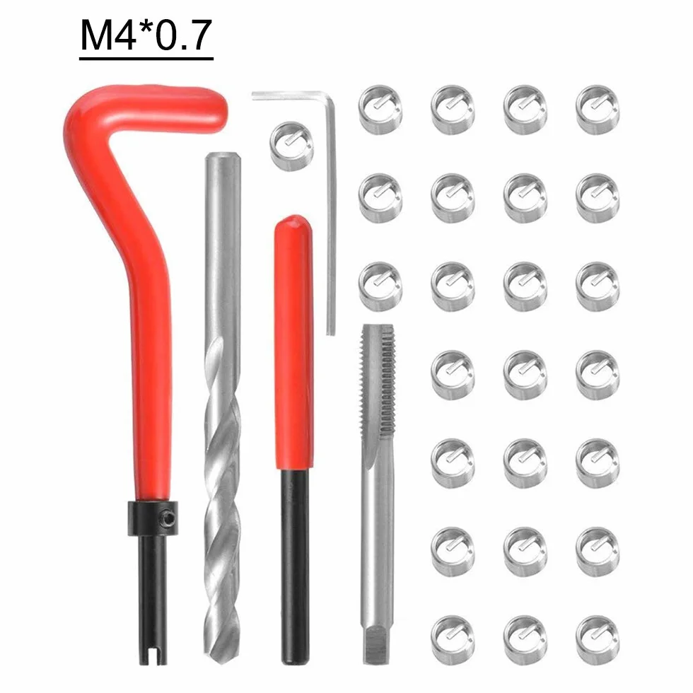 Kit riparazione filettature metrico 30 pezzi M3 M4 M7 M9 M11