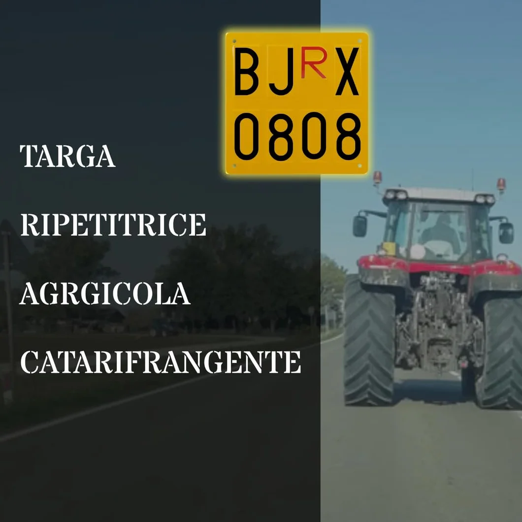 Targa Ripetitrice Agricola in Alluminio Made in Italy - Targhe Agricole Originali con Numeri Omologati e Protezione UV per Trattori
