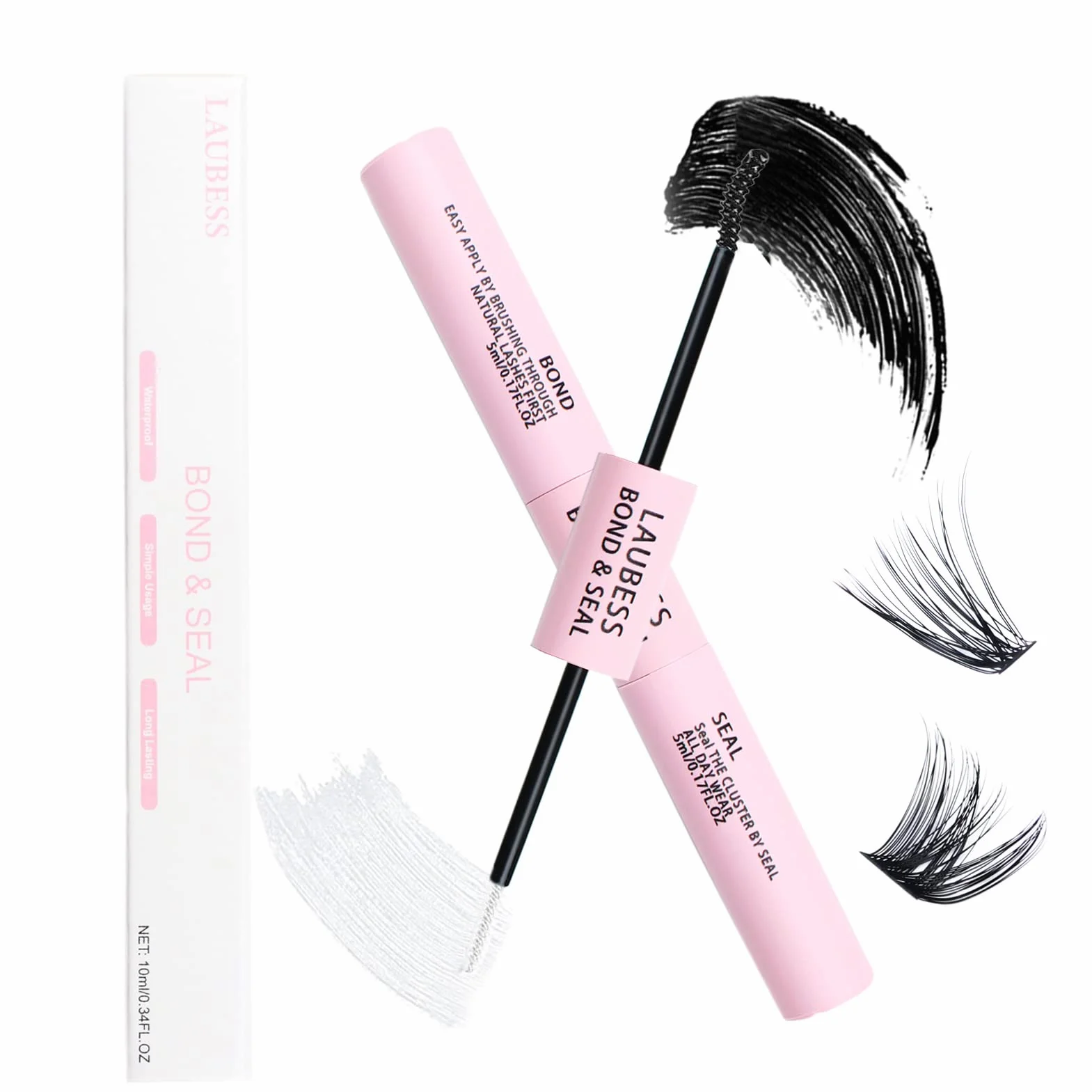 LAUBESS Waterproof Bond and Seal Lashes Glue Cluster Lashes Kit Extension Ciglia Fai Da Te
