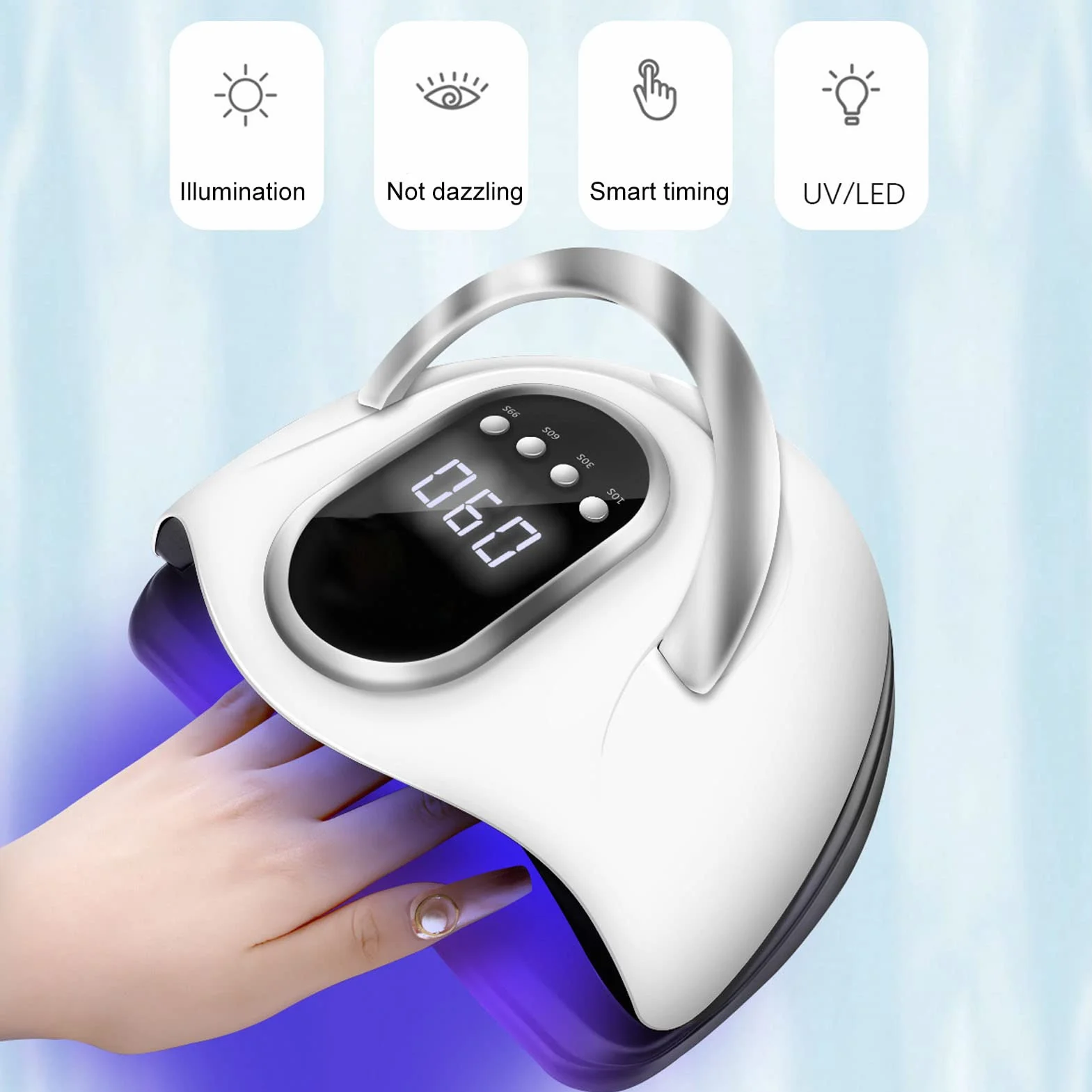 Lampada per Unghie Portatile UV LED 280W Luce Lucidante per Gel Ad Asciugatura Rapida, Lampada per Unghie con Luce per Asciuga Unghie con Chip 66 Luci