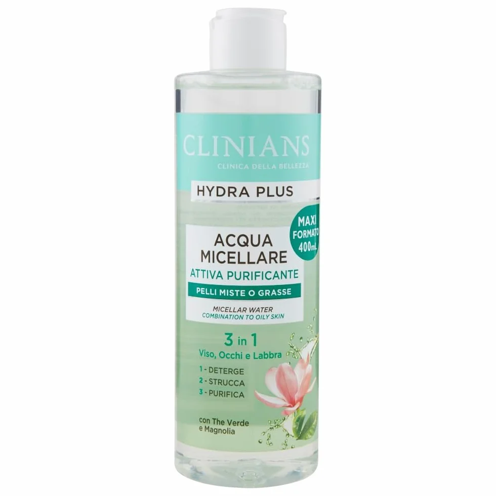 CLINIANS Acqua Micellare Rimozione Trucco Purificante Hydra Plus Active 400 ml