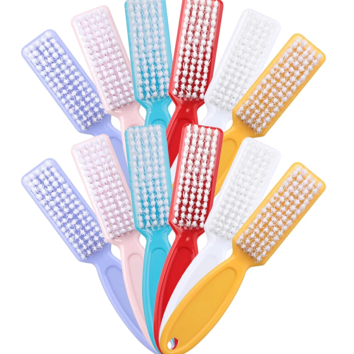 Lurrose Set da 24 Spazzole per Unghie Leggere in Plastica Setole in Filo Pp, Facili da Trasportare, per Manicure e Pulizia in Viaggio a Casa Colore Casuale