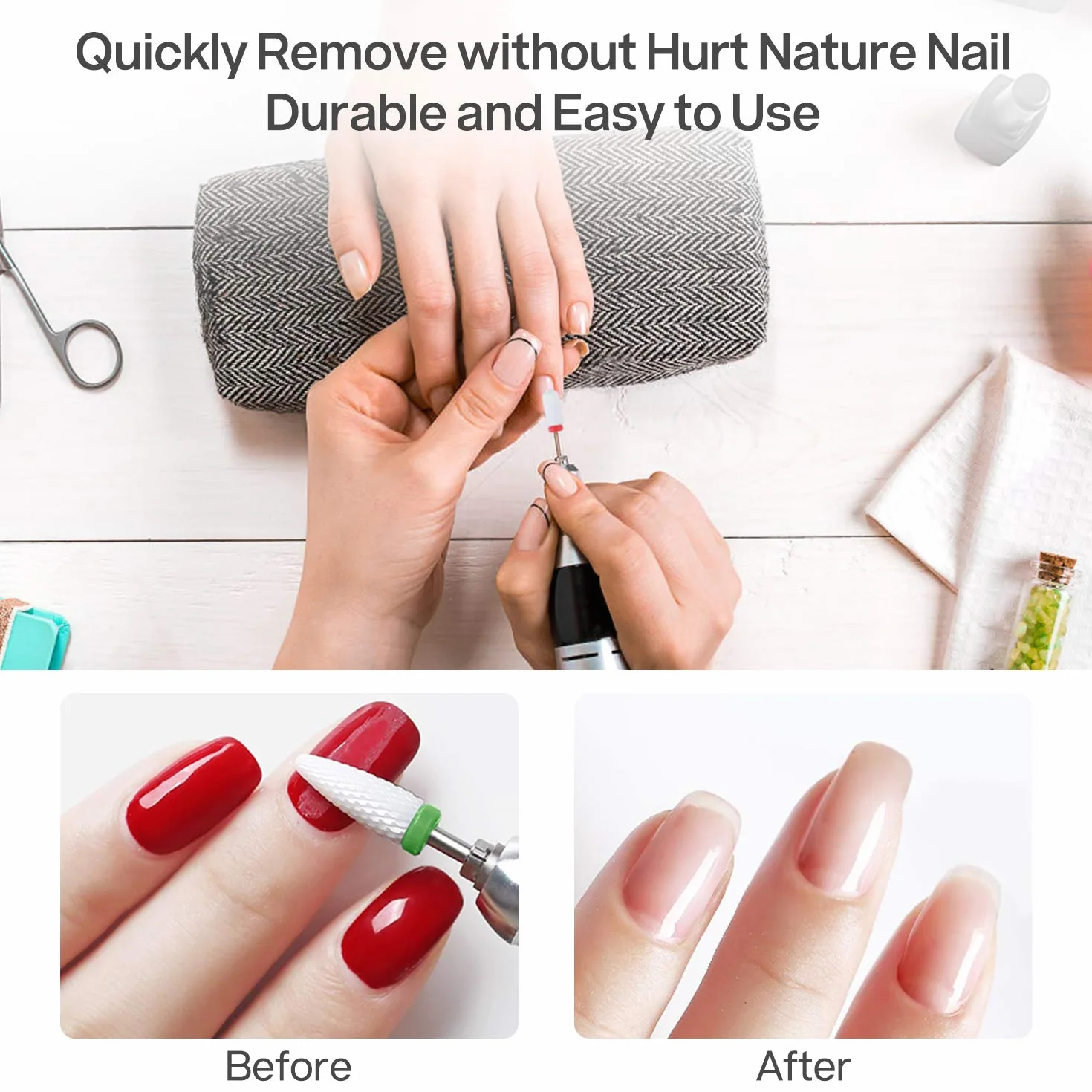 MAQUITA Set di manicure elettrico 7 pezzi Kit trapano unghie 3/32" Ceramica Lima
