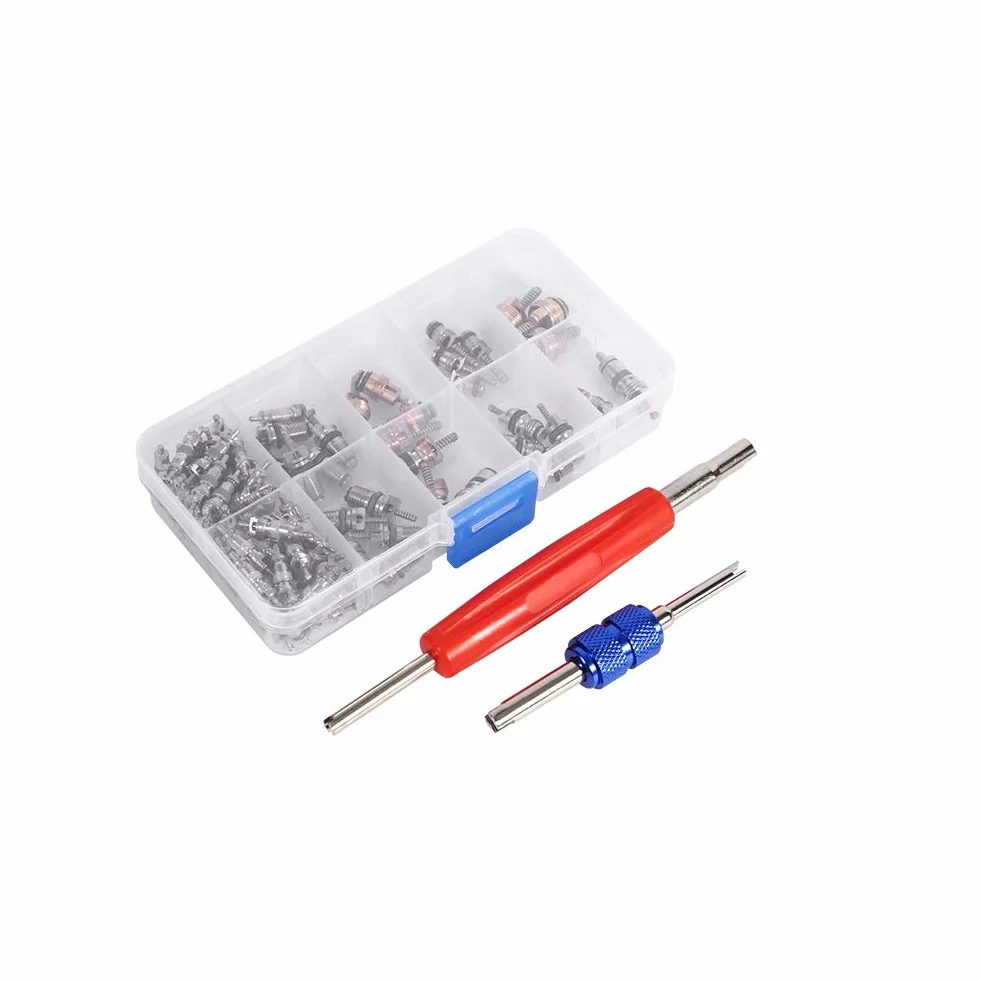 Car Valvola A/C, 102pcs Alluminio Valvola Aria Condizionata Accessori Accessori R134a / R12 Valvola nucleo con strumento di rimozione