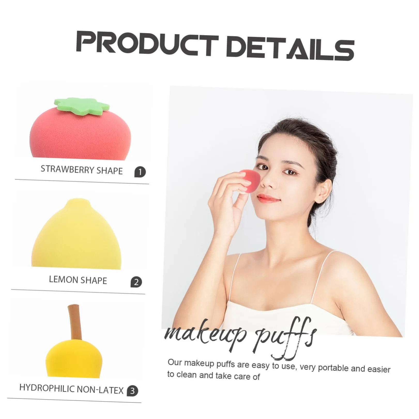 Didiseaon 20 Pz di bellezza di frutta a quadrati spugna crema soffio di cipria impastatrici Piumini da cipria portatili piumini cosmetici per ragazze
