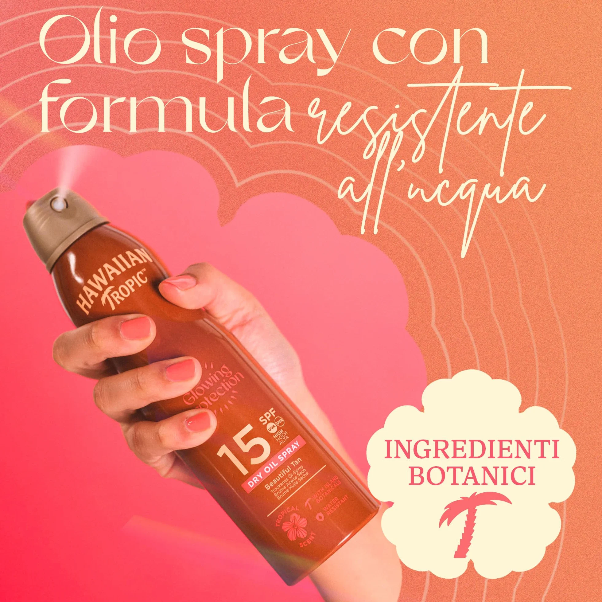 Hawaiian Tropic Olio Secco Spray Nebulizzante Protettivo SPF 15 UVA UVB 177 ml