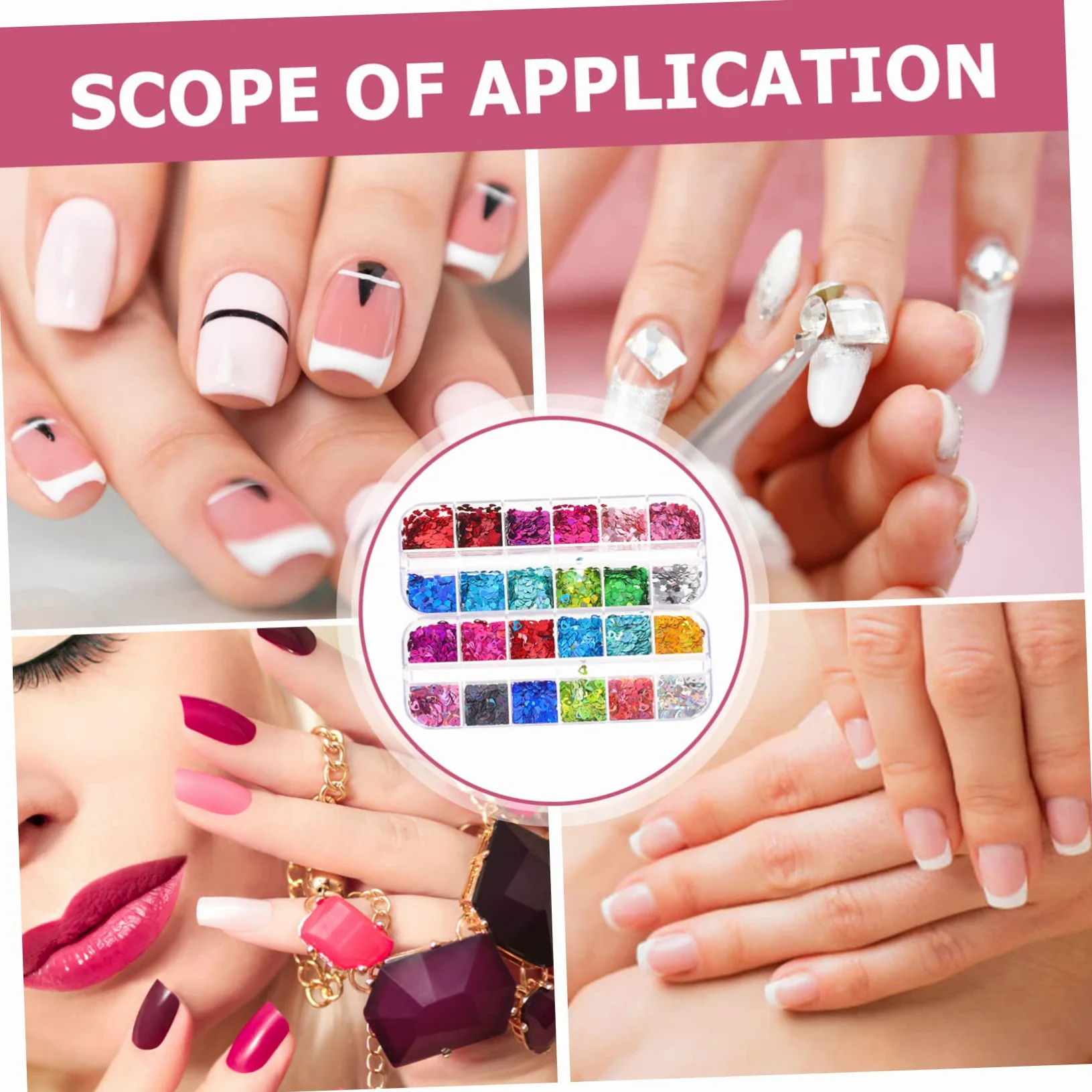 FOMIYES 4 Set Di Paillettes Per Unghie A Forma Di Cuore Glitter Per Unghie Forniture Per Nail Art Per Donne 2 Scatole*4