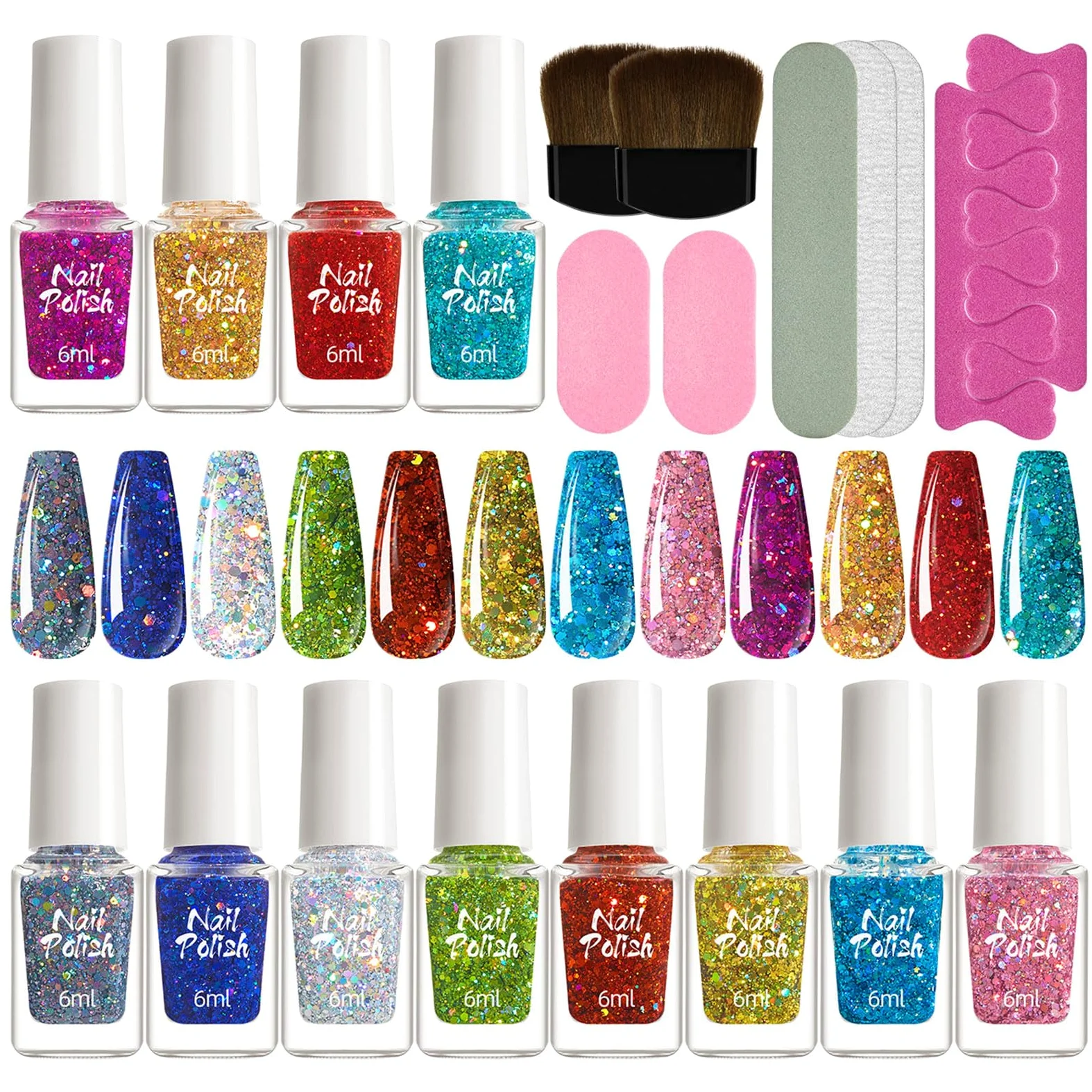 Set di 12 colori per unghie in gel con lima divisore per dita dei piedi, pennello per saloni di arte, accessori per casa, feste