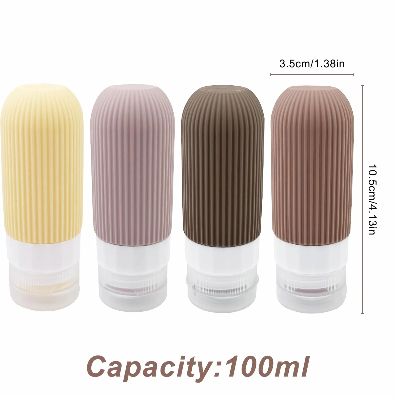 Newpop Contenitori da Viaggio Per Liquidi(4Pcs), Kit Bottigliette Aereo Prodotti Igiene Travel, 4 Pezzi Flaconi in Silicone 100 ml Set, Bagno Boccette Contenitore Bottiglie Shampoo da Viaggio