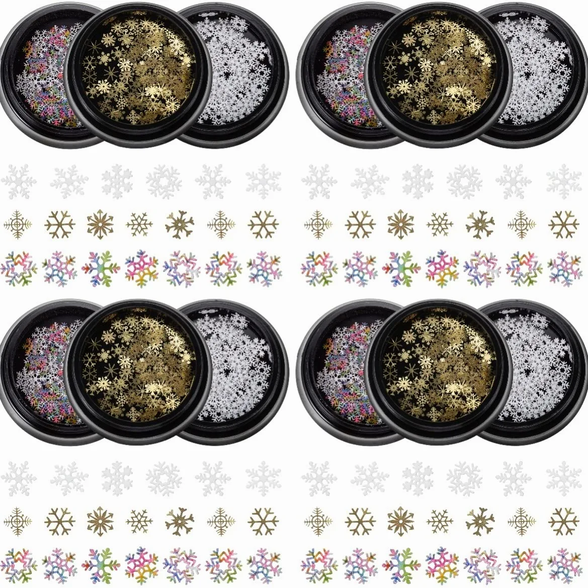 12 Scatole Ornamenti Di Arte Del Chiodo Di Natale Glitter Per Unghie Decorazioni Natalizie Per Unghie Decalcomanie Per Fiocco Di Neve Veloce Paillettes Scaglie Di