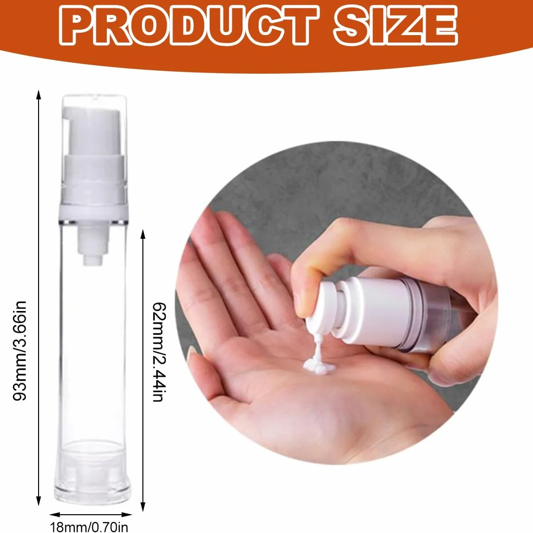 HAGNA 10 Pezzi 10 Ml Riutilizzabile Portatile Contenitore Pump, Airless Pompa Bottiglia, Per Crema Per Lozione Essenza Fondotinta