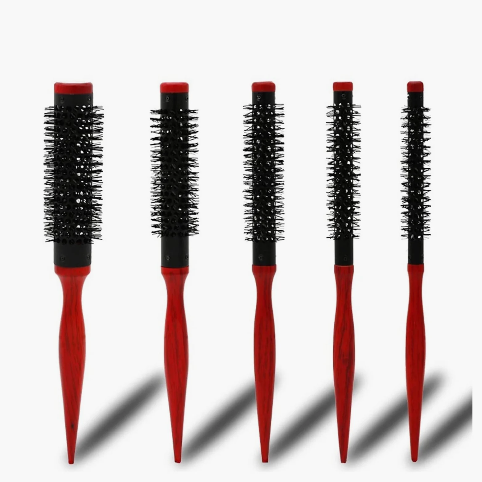Pettine da Barbiere per Capelli Ricci 5pc. S Grezzo Capelli Roll Brush Pennello Pennello Rosso Rotondo Capelli Pettine Salone Capelli Pettinatura Pettine Spazzola per Pettinare per Uomini e Donne ( Co