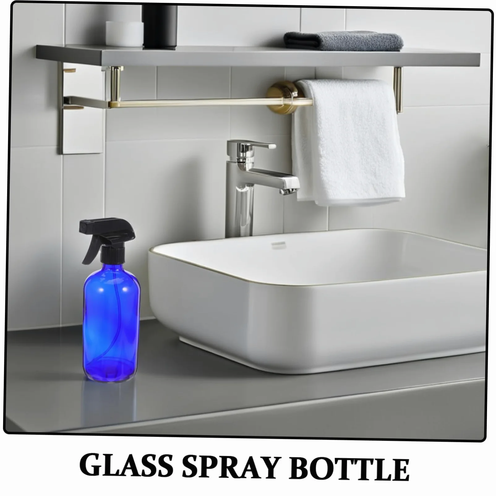 OUNONA Bottiglia Spray in Vetro Blu da 500ml Ricaricabile, 2 Pezzi | Pompa e Tappi Inclusi, per Viaggio e Profumo, Leggero e Riutilizzabile