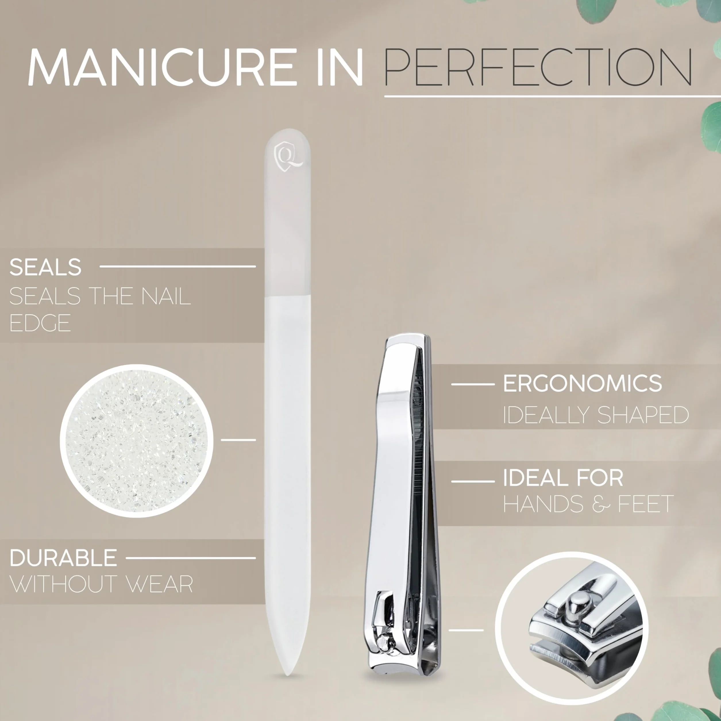 Solingen Set per Manicure Professionale – Pinza, Lima in Vetro, 12 Pezzi, Custodia in Pelle, Made in Germany
