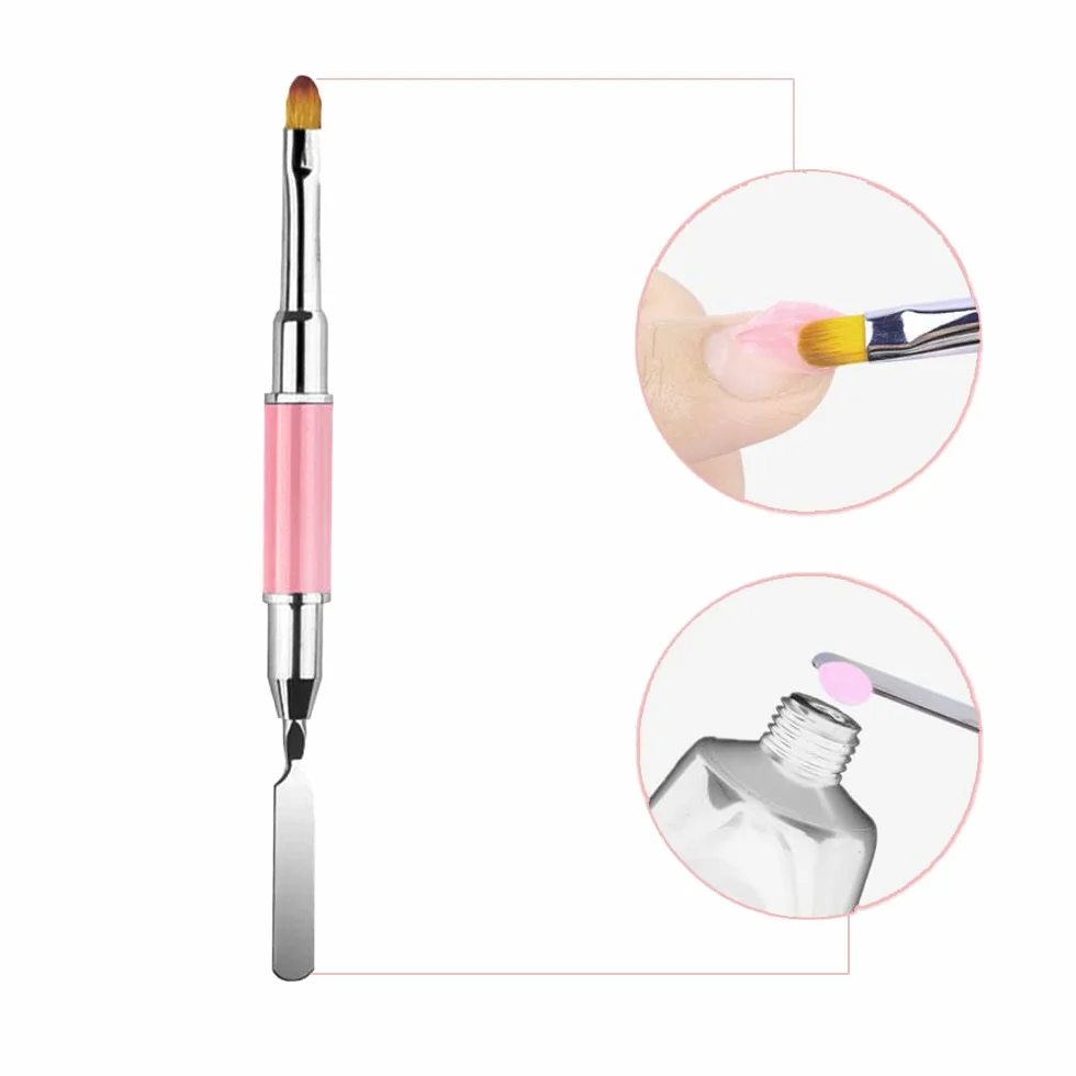 Dual-ended Nail Art Penna, Pennello Gel Unghie Ricostruzione, 2 in 1 Nail Art Brush Dual Ended, Unghie Dual End Pennello in Gel, Strumento Per Manicure Fai Da Te