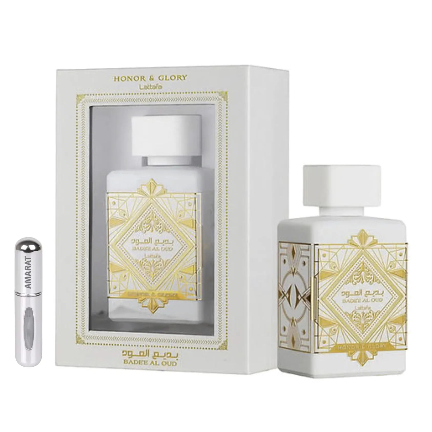 Badee Al Oud Honor & Glory Originale 100 ml Eau de Parfum Importato da Dubai con Profumi di Lunga Durata, Include Spray Ricaricabile da 5 ml (Honor & Glory)