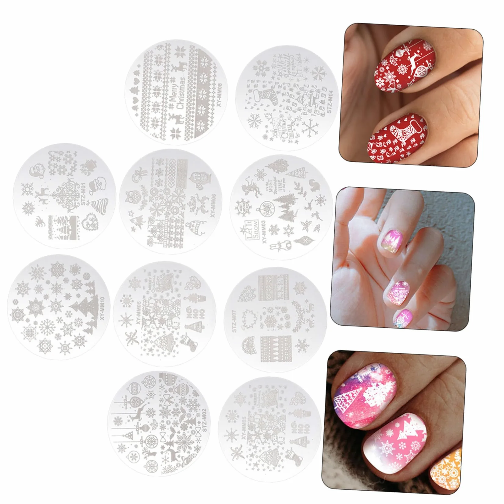 Healvian 30pezzi Piastre Per Stampa Unghie Natalizie Kit Di Stamping Per Nail Art Con Temi Di Natale Come Alberi e Fiocchi Di Accessori Manicure Per Decorazioni Festive