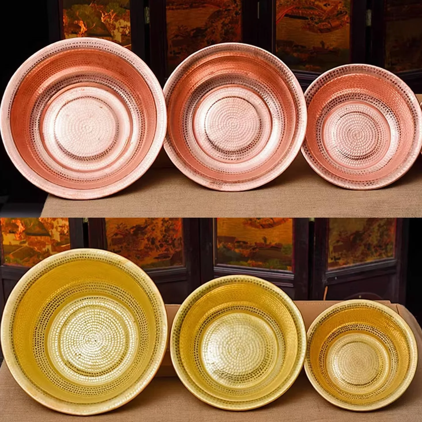 COYEUX Vasche in Rame Puro Martellate A Mano, Vasche per Pedicure in Rame, Vasche per Pediluvio, Disponibili in Diverse Dimensioni, per Lavarsi Il Viso O per Il Pediluvio, Ideali per 7L