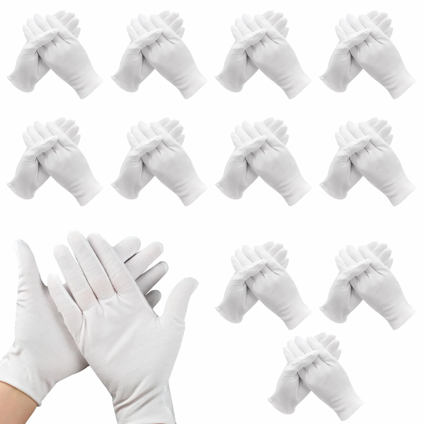 Guanti in Cotone Bianco Morbido per Mani Secche Idratanti Eczema Spa
