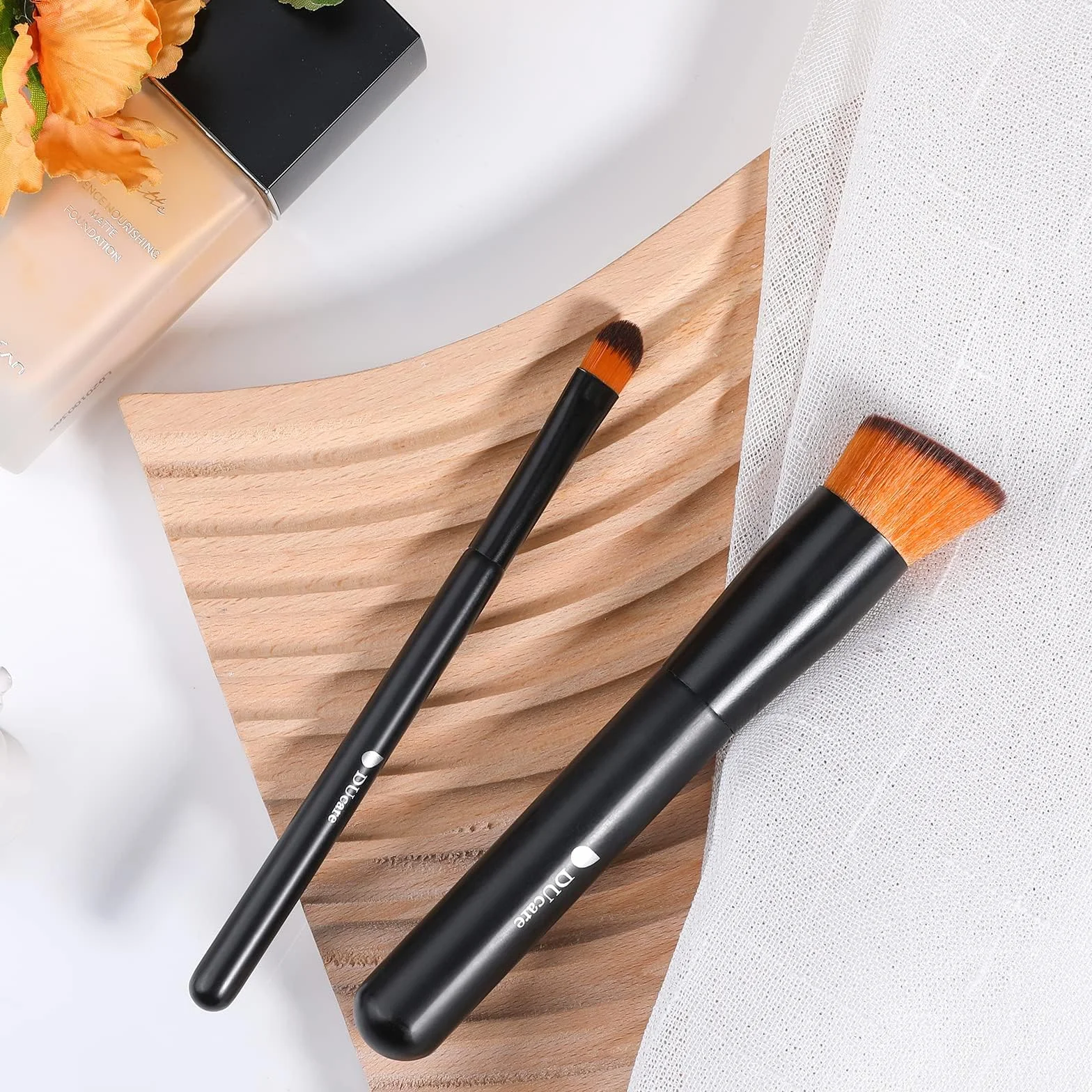DUcare Pennello per fondotinta e pennello per correttore 2 pezzi -Pennello Fondotinta Liquido Trucco Cipria Pennello Kabuki professionale Perfetto Per Foundation, Polvere