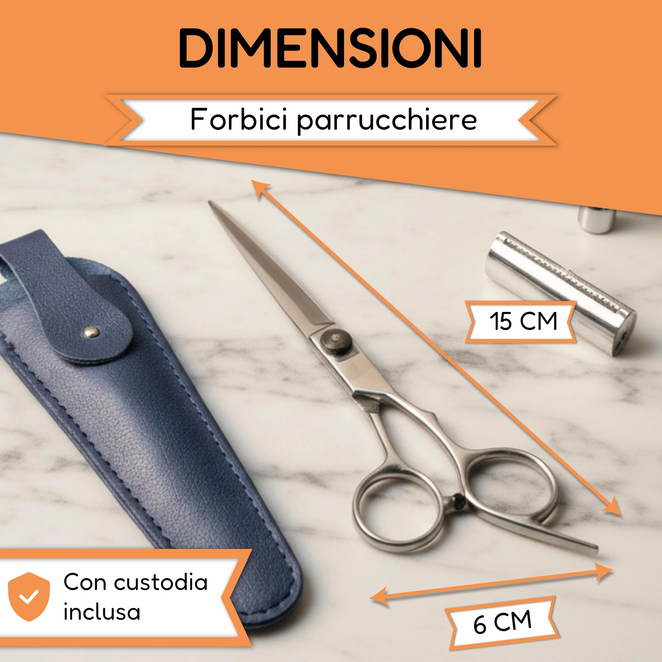 Forbici Parrucchiere Professionali 6 Pollici Acciaio Inox Ergonomiche con Custodia per Barbiere Uomo Donna