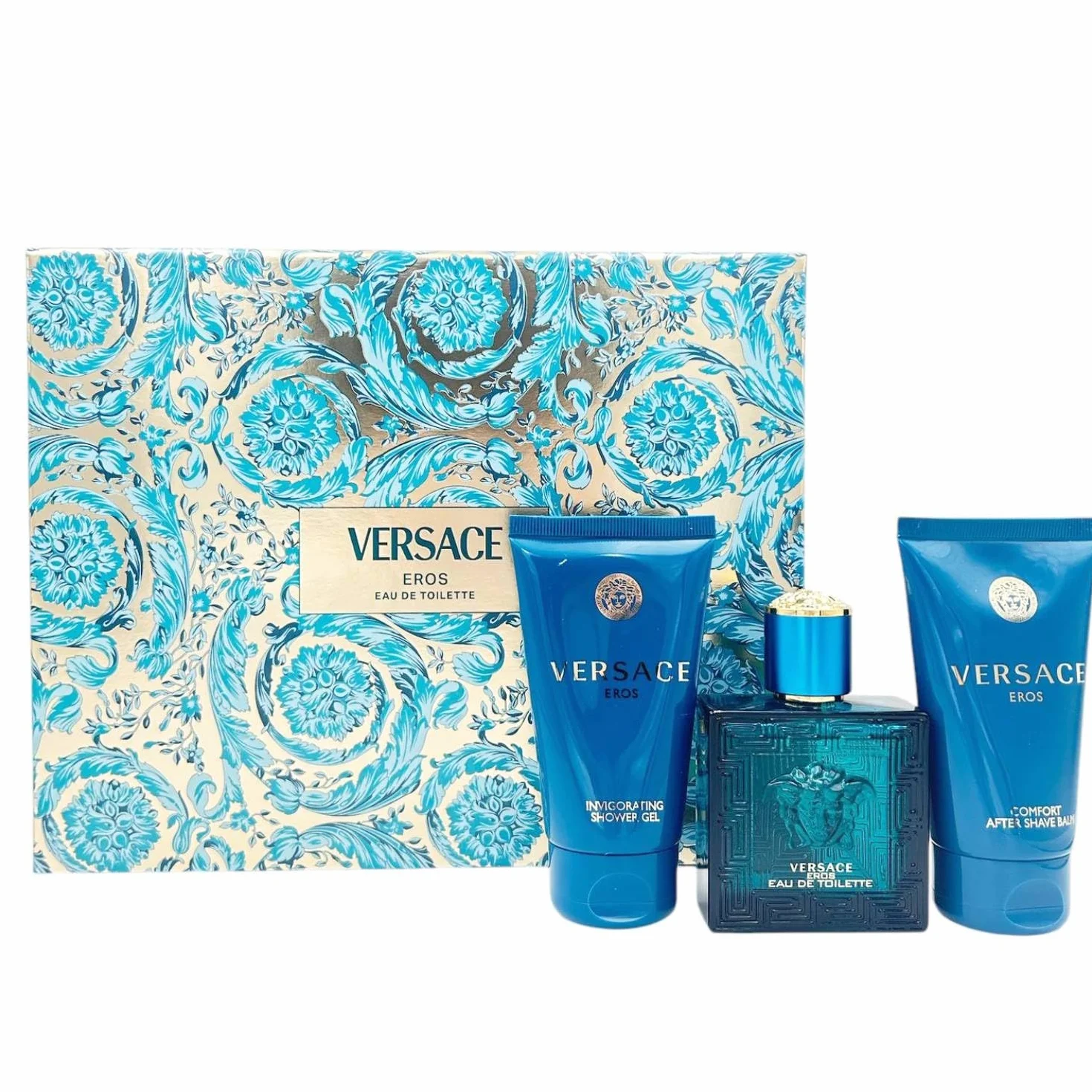 Versace Eros Confezione Regalo Uomo: Profumo Eau De Toilette, Balsamo Dopobarba e Bagnoschiuma 50 ml