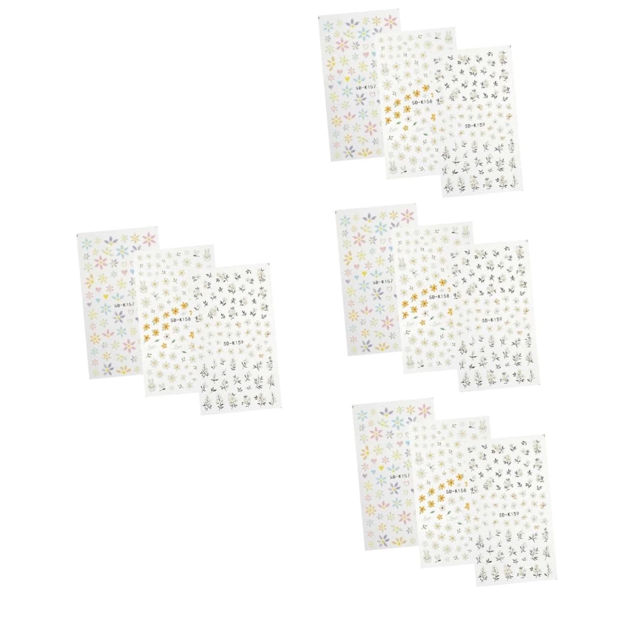 PACKOVE 12pezzi Nail Art Stickers Con Motivi Floreali Adesivi Decorativi Per Unghie Rilievo Perfetti Per Manicure e Occasioni Speciali