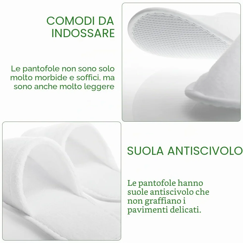 Pantofole Antiscivolo Usa e Getta 4 Paia - Ciabatte Ospiti Lavabili per Hotel, Casa, Viaggi