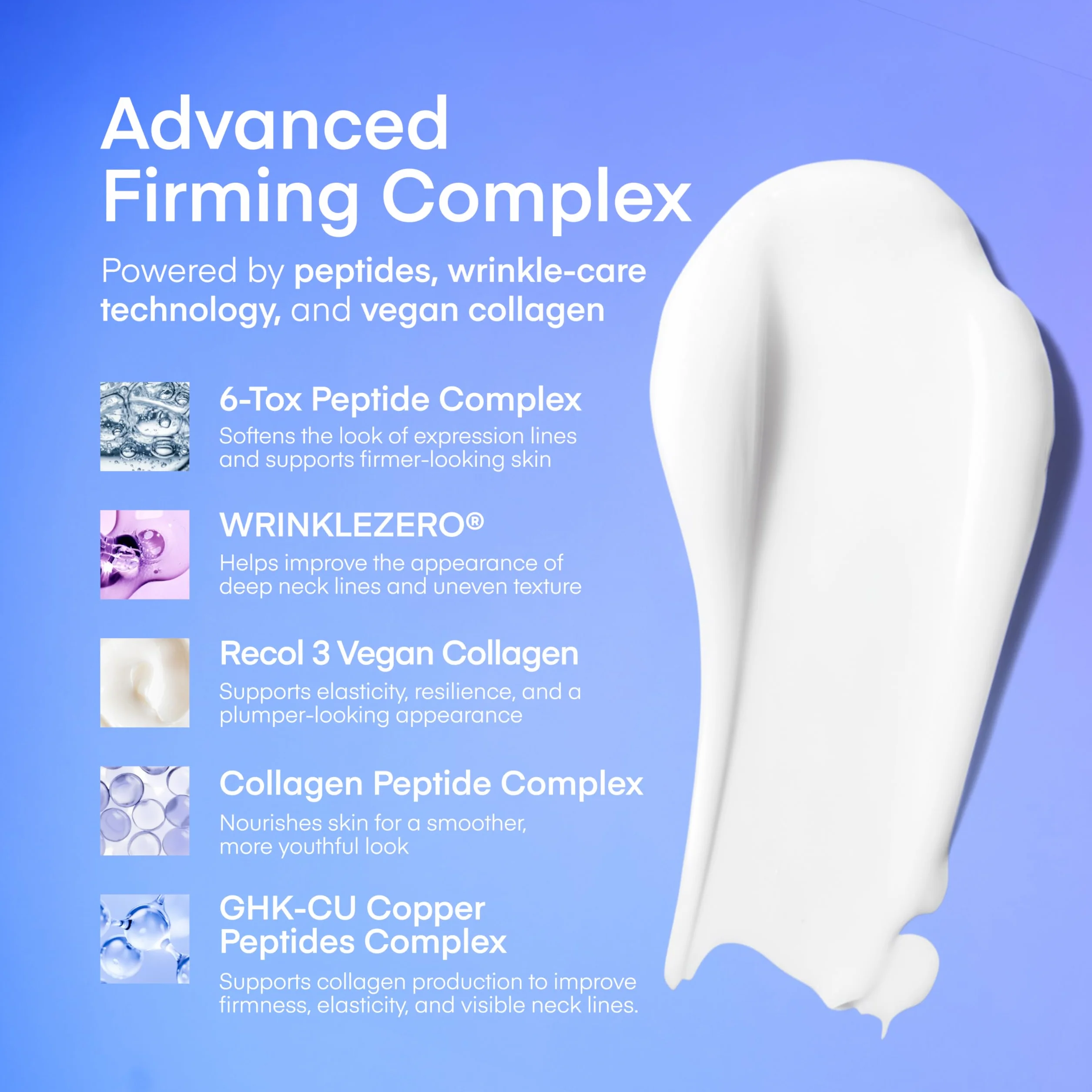 TEREZ & HONOR Gua Sha Neck Firming Cream: Korean Skin Care, Retinol, Collagen & GHK-CU Copper Peptide - Tightening & Lifting for Neck, Face & Décolleté with Built-In Massage Roller 50mL