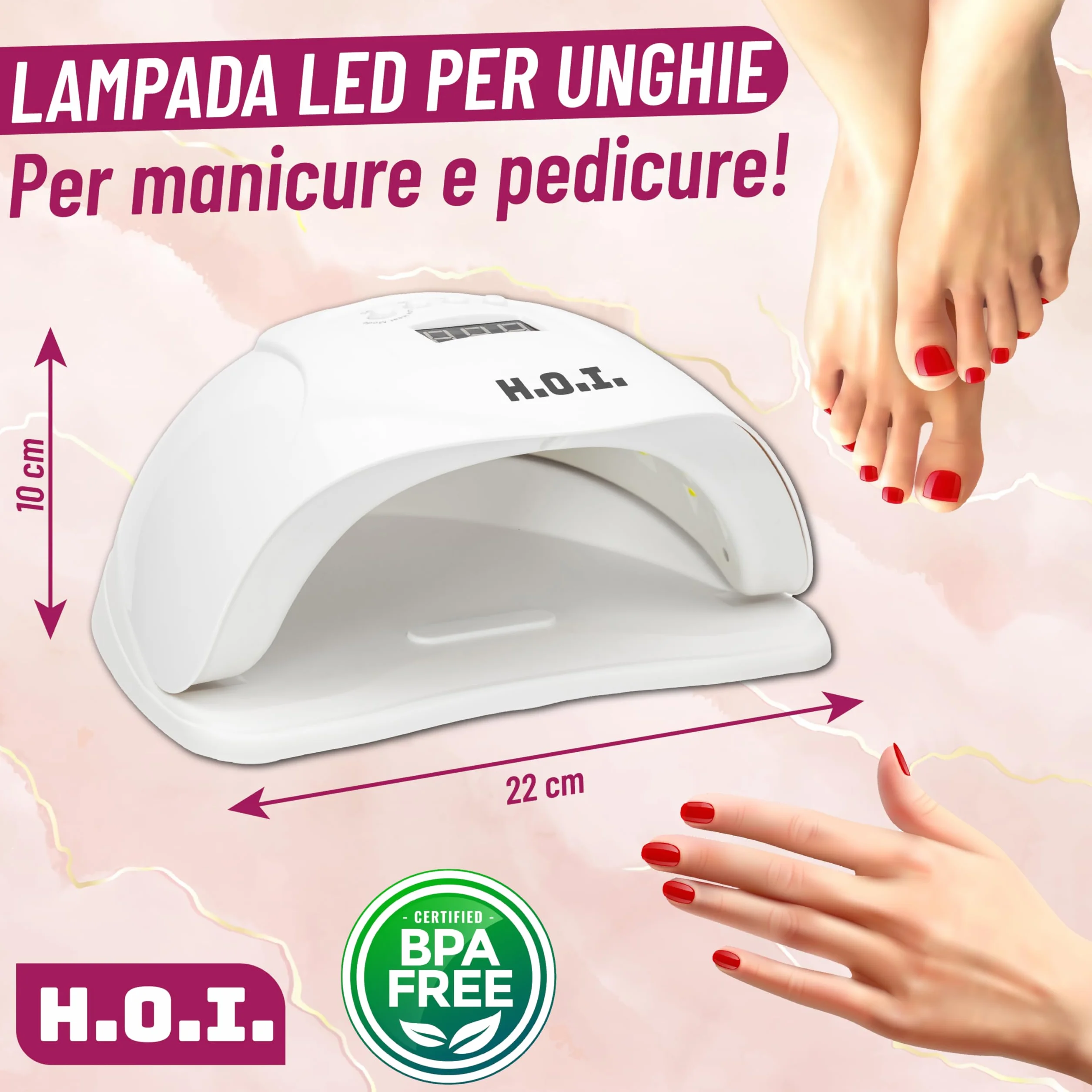 Lampada Unghie UV LED 48W Professionale con Sensore Automatico e Timer (30s/60s/90s) – Asciuga Smalto Semipermanente, Gel Ricostruzione, Nail Art, Manicure e Pedicure, Uso Domestico e Salone