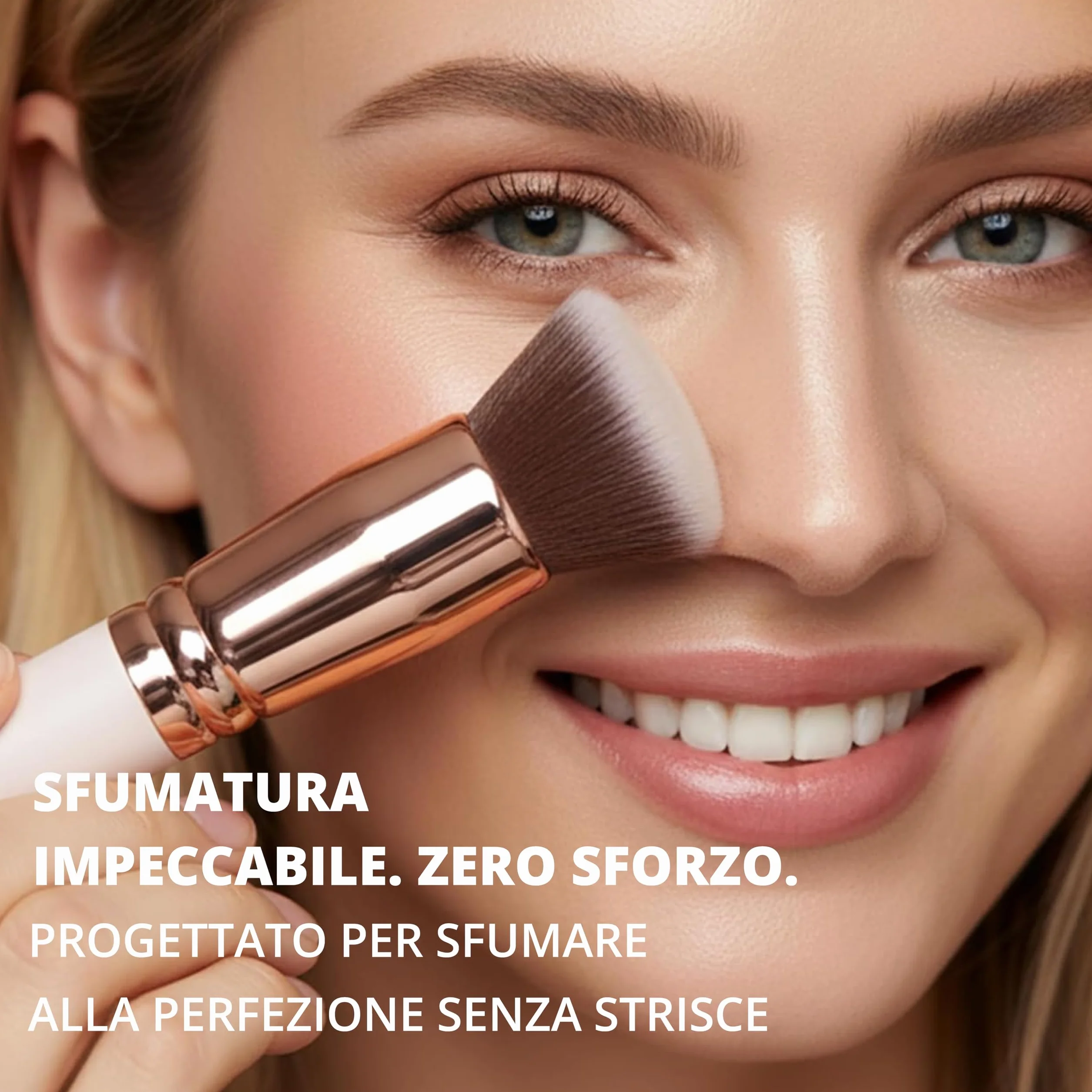 Pennello Flat Top Kabuki Viso per Fondotinta Liquido, Cipria, Crema Minerale - Setole Sintetiche Professionali