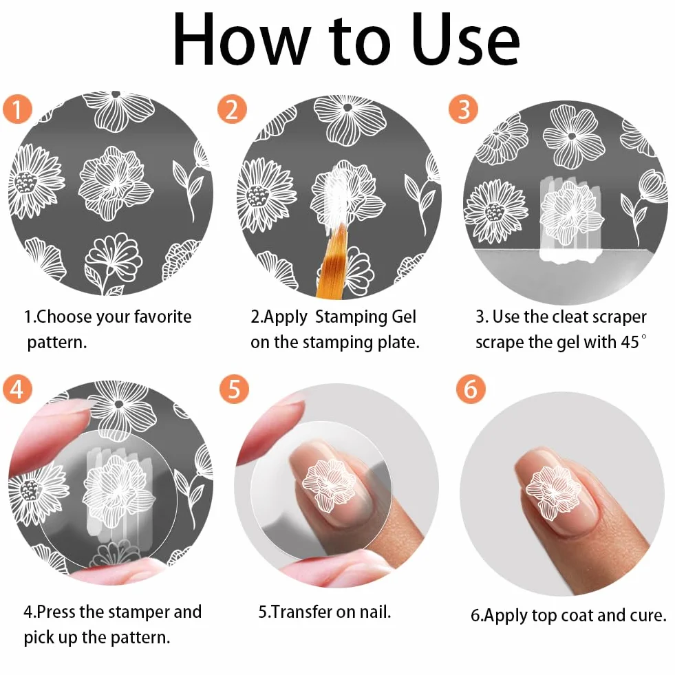 PH PandaHall 5 PZ Modelli per Nail Art con Texture Lineare, 68 Modelli Fiore Nail Stamping Piastra Mix Design Nail Art Stencil per Nail Design Stampa Manicure Salon