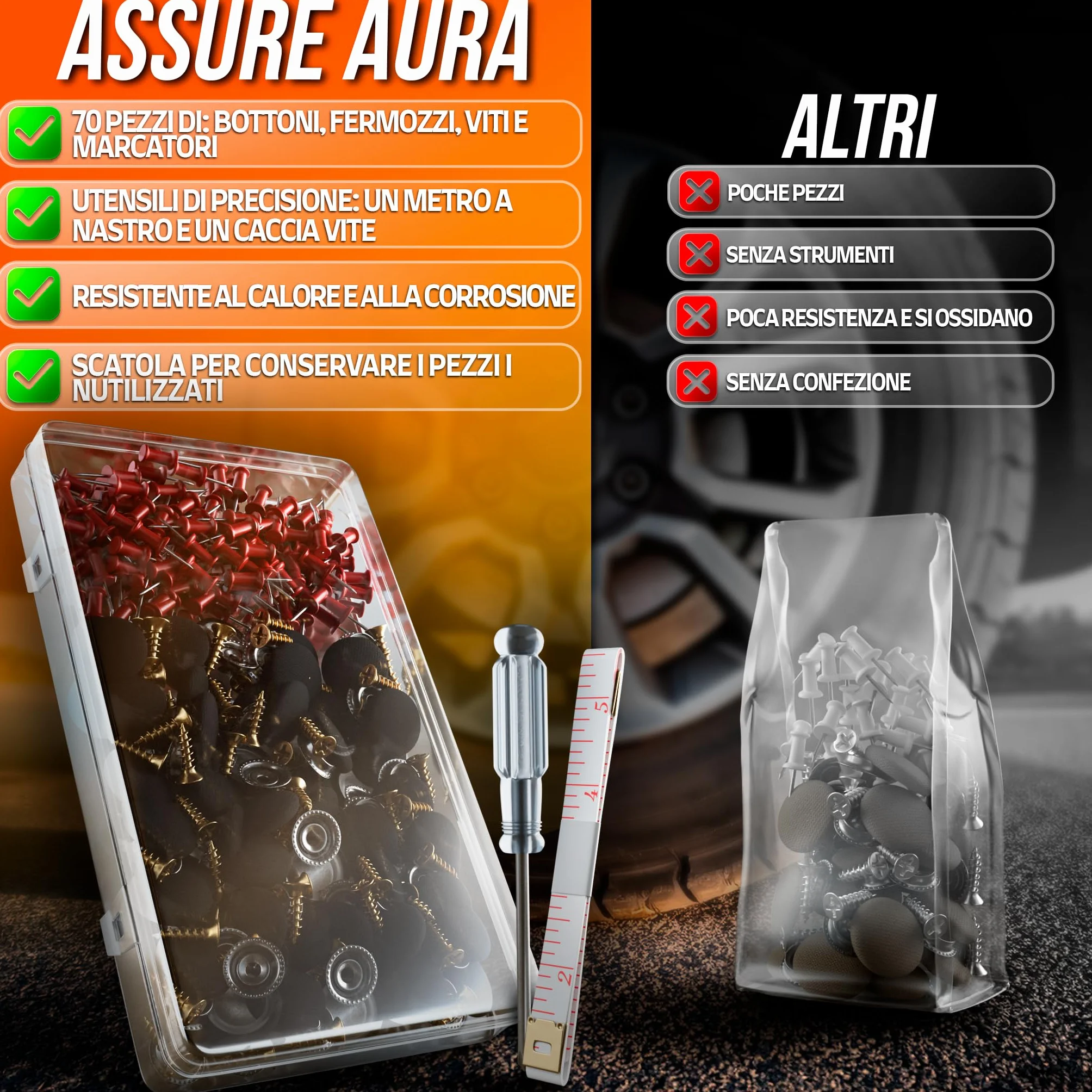 Kit Riparazione Cielo Auto Nero - Puntine Fissaggio Rivetti Tetto Auto Scollato Interno - Rimedi Fai da Te Bottoni per Tessuto Cielo Auto Tetto Rivestimento Universale