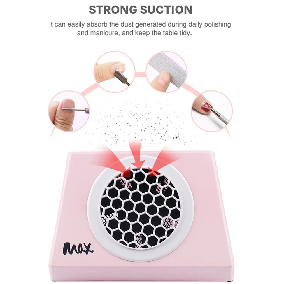 Aspirapolvere per unghie con sacchetti raccoglipolvere, 100W Manicure Aspirazione collettore polveri Estrattore Macchina, Professionale Nail Art Strumenti salone Attrezzature raccolta,Bianca