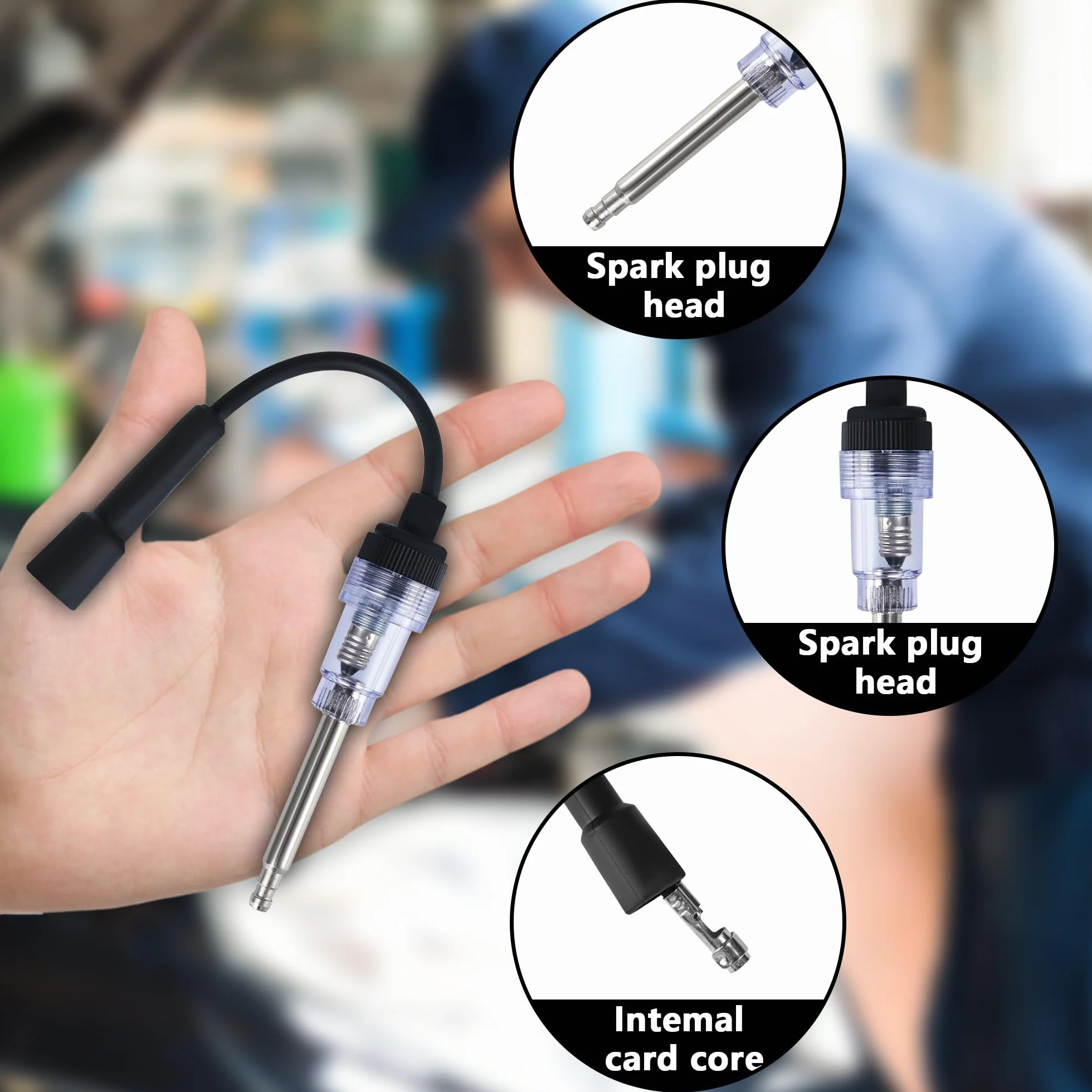Tester per scintille di accensione universale in acciaio inox, rilevatore diagnostico armatura, per candele auto