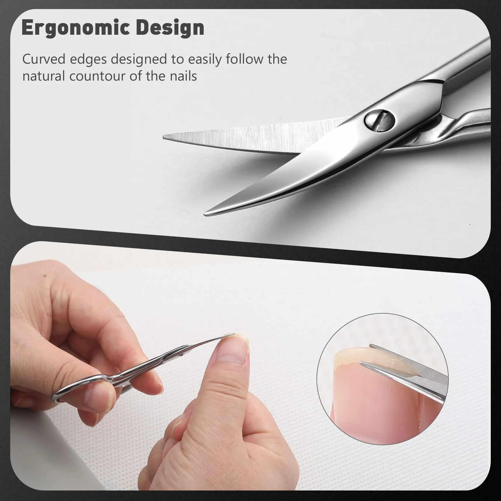 Forbici professionali per unghie in acciaio inox lama curva manicure pedicure
